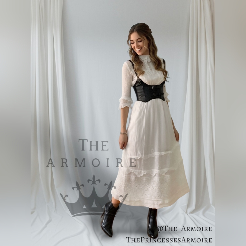 Antique Edwardian White Cotton Lace Lawn Dress